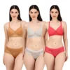 Women’s Non-Wired Seamless Padded Bra & Lace Panty Set – Everyday Comfort (Pack of 3)