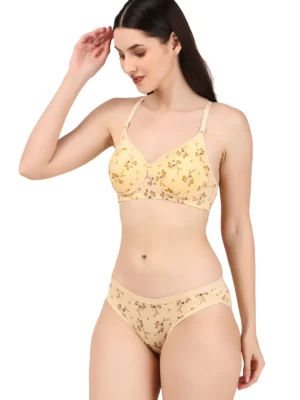Winklace Women Floral Printed Non-Padded Bra & Panty Set – Soft Comfort Fit