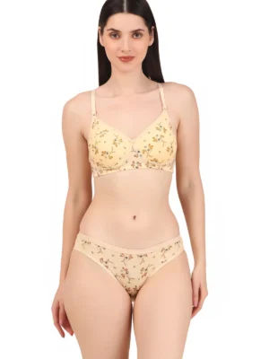 Winklace Women Floral Printed Non-Padded Bra & Panty Set – Soft Comfort Fit