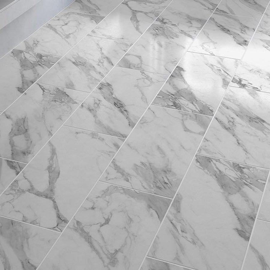 Pre Grouted White Marble SPC Click Tile