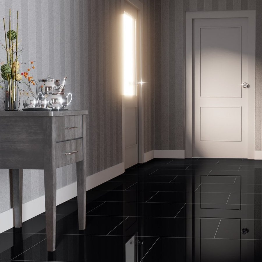 PURE BLACK HIGH GLOSS LAMINATE TILE 8MM