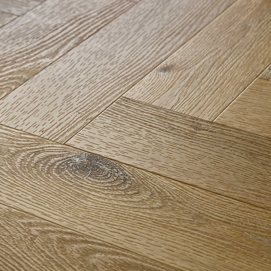 Washed Oak Herringbone Embossed Dryback LVT