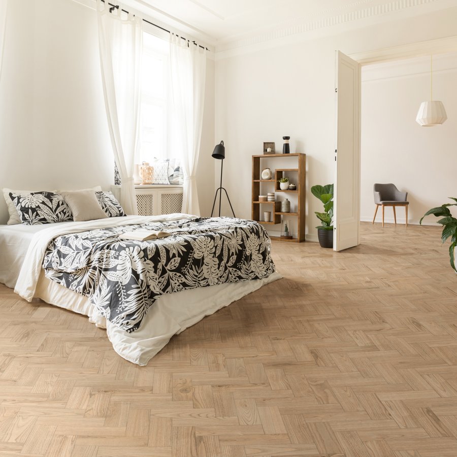 Herringbone shop wood bed