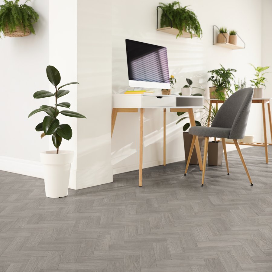 Dove Grey Oak Herringbone Dryback LVT