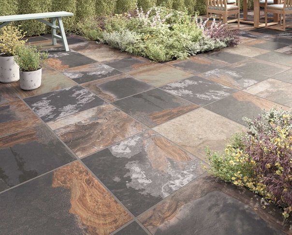 Black Rust Matt Glazed Porcelain 20mm Outdoor Tile