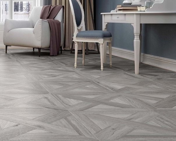 Arrun Parquet Grey Porcelain Tile - 600x600mm