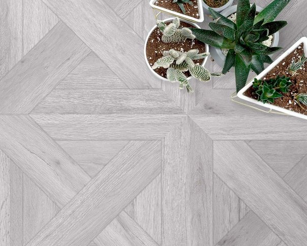 Arrun Parquet Grey Porcelain Tile - 600x600mm