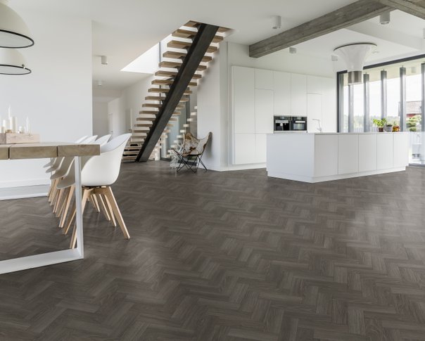 Shadow Grey Oak Herringbone Dryback LVT