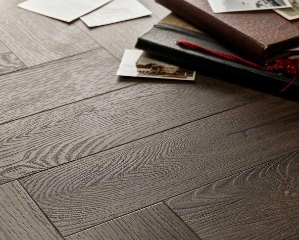 Rich Oak Herringbone Embossed Dryback LVT