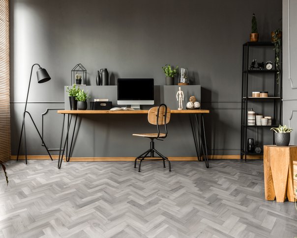 Monumental Grey Oak Herringbone Dryback LVT