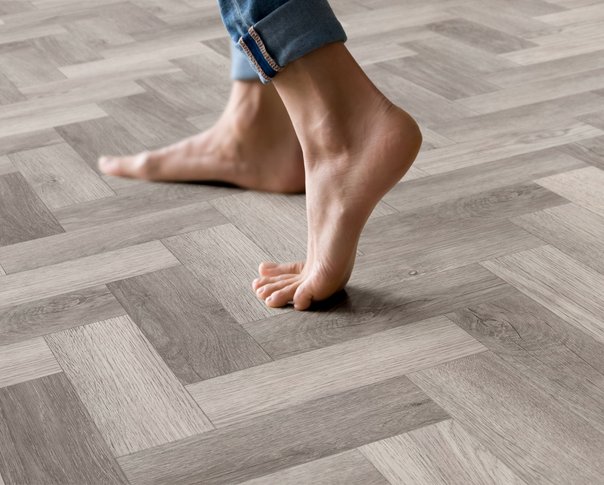 City Grey Oak Herringbone Dryback LVT