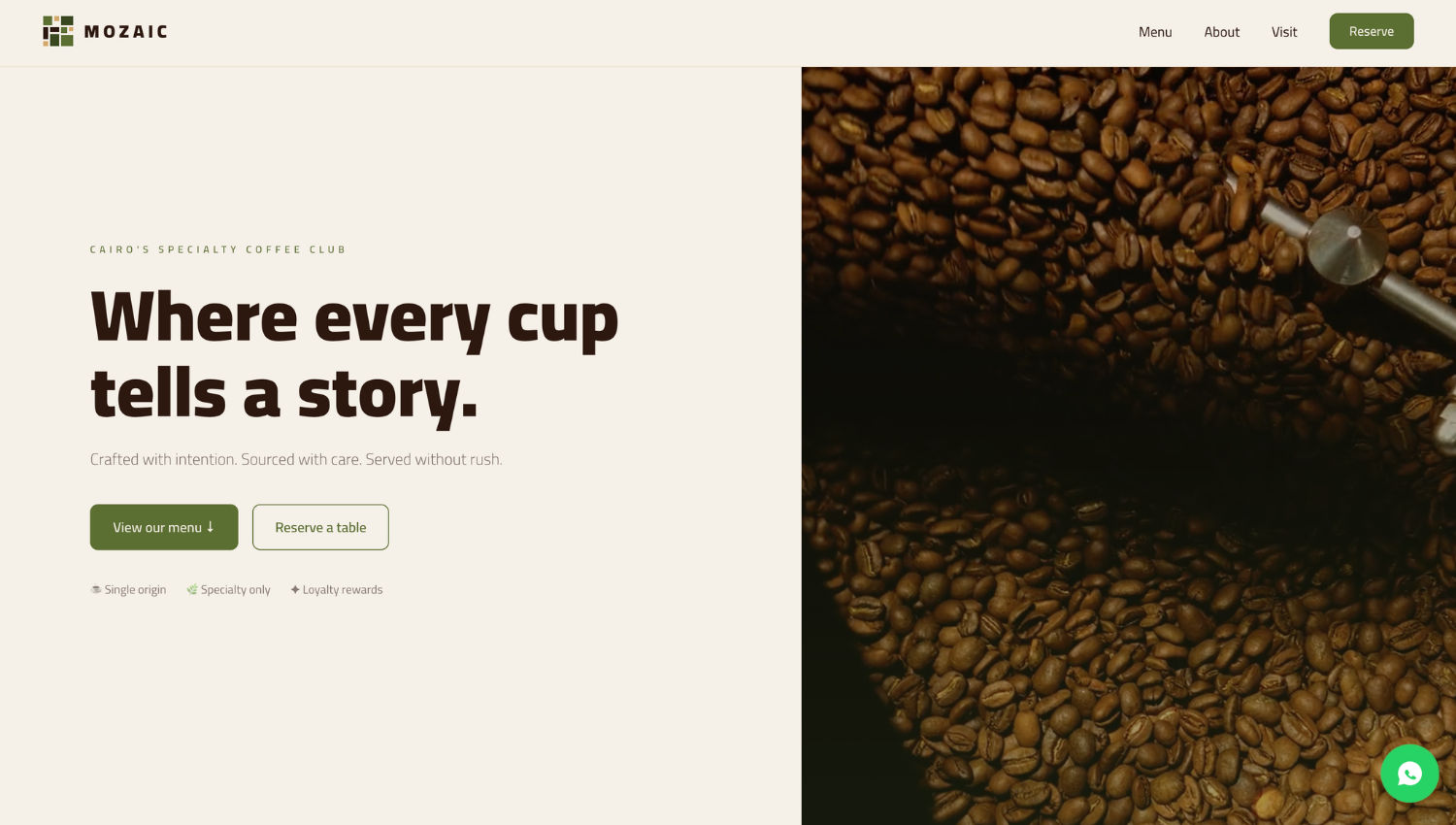 سكرين شوت لموقع Mozaic · The Coffee Club