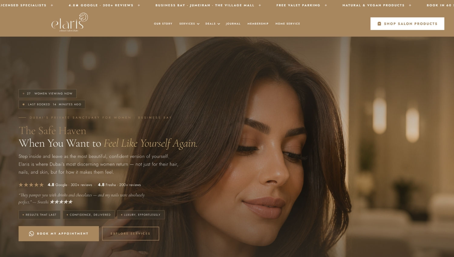 سكرين شوت لموقع Elaris Beauty Salon