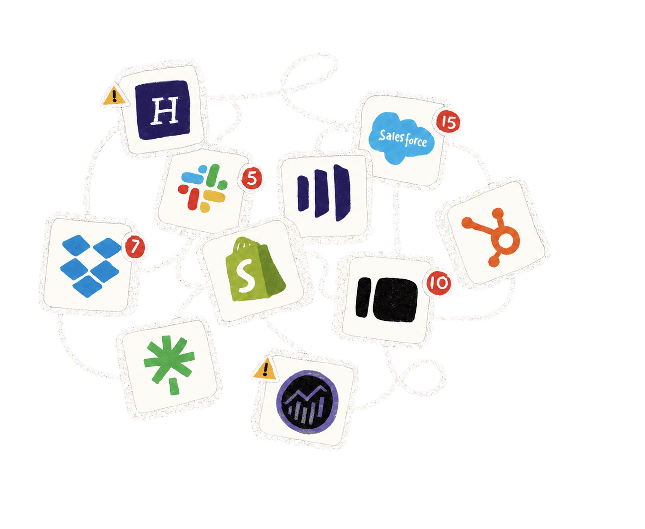 A tangled network of disconnected commerce tools and notifications
