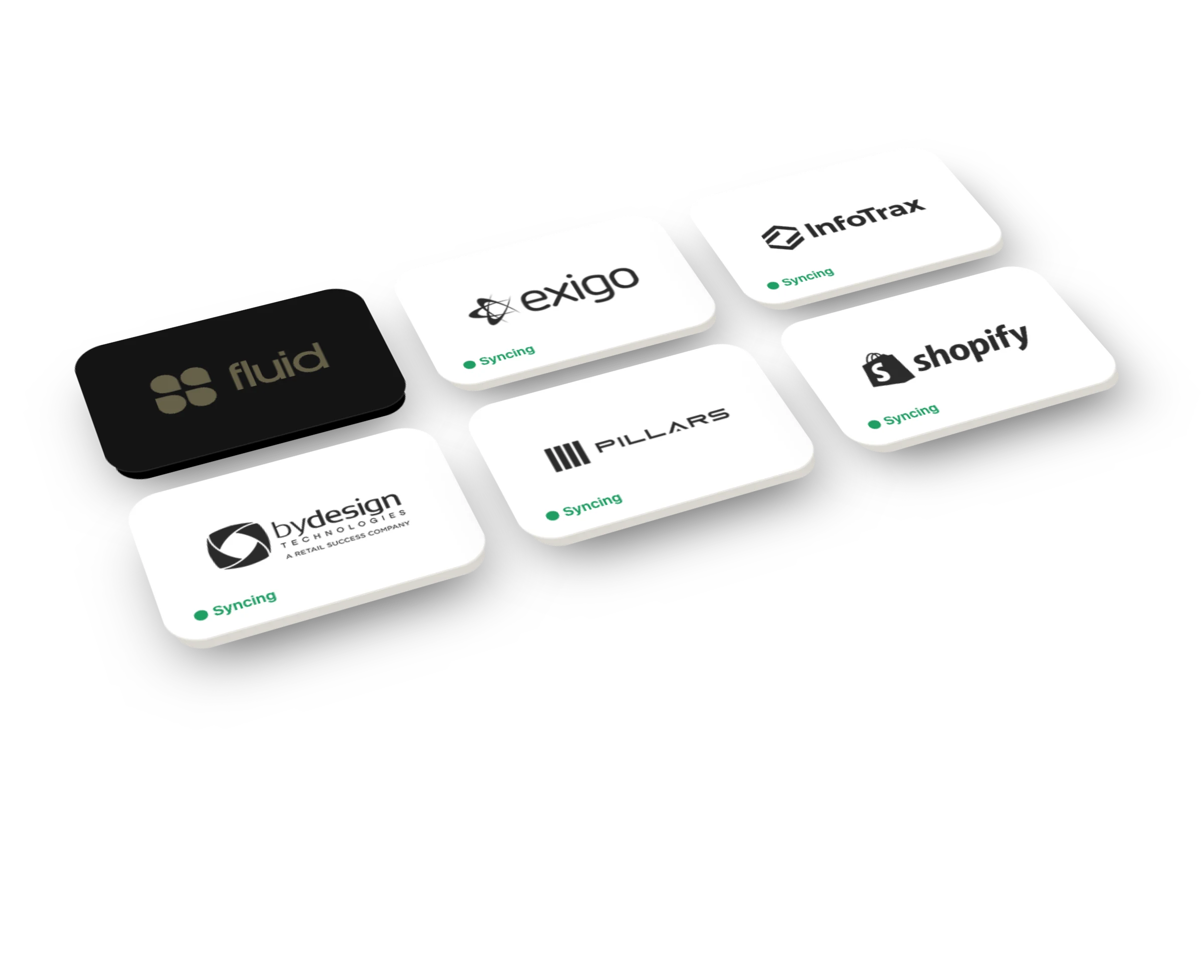 Fluid syncing with Exigo, InfoTrax, ByDesign, Pillars and Shopify