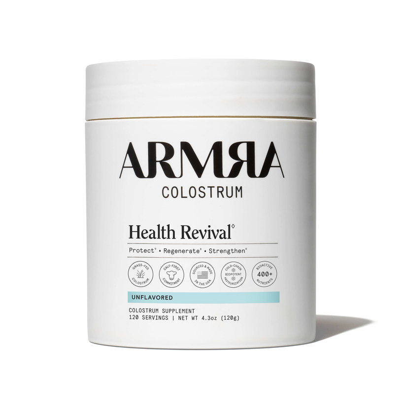 ARMRA Colostrum jar, unflavored — grass-fed, calf-first, made in the USA, 400+ nutrients