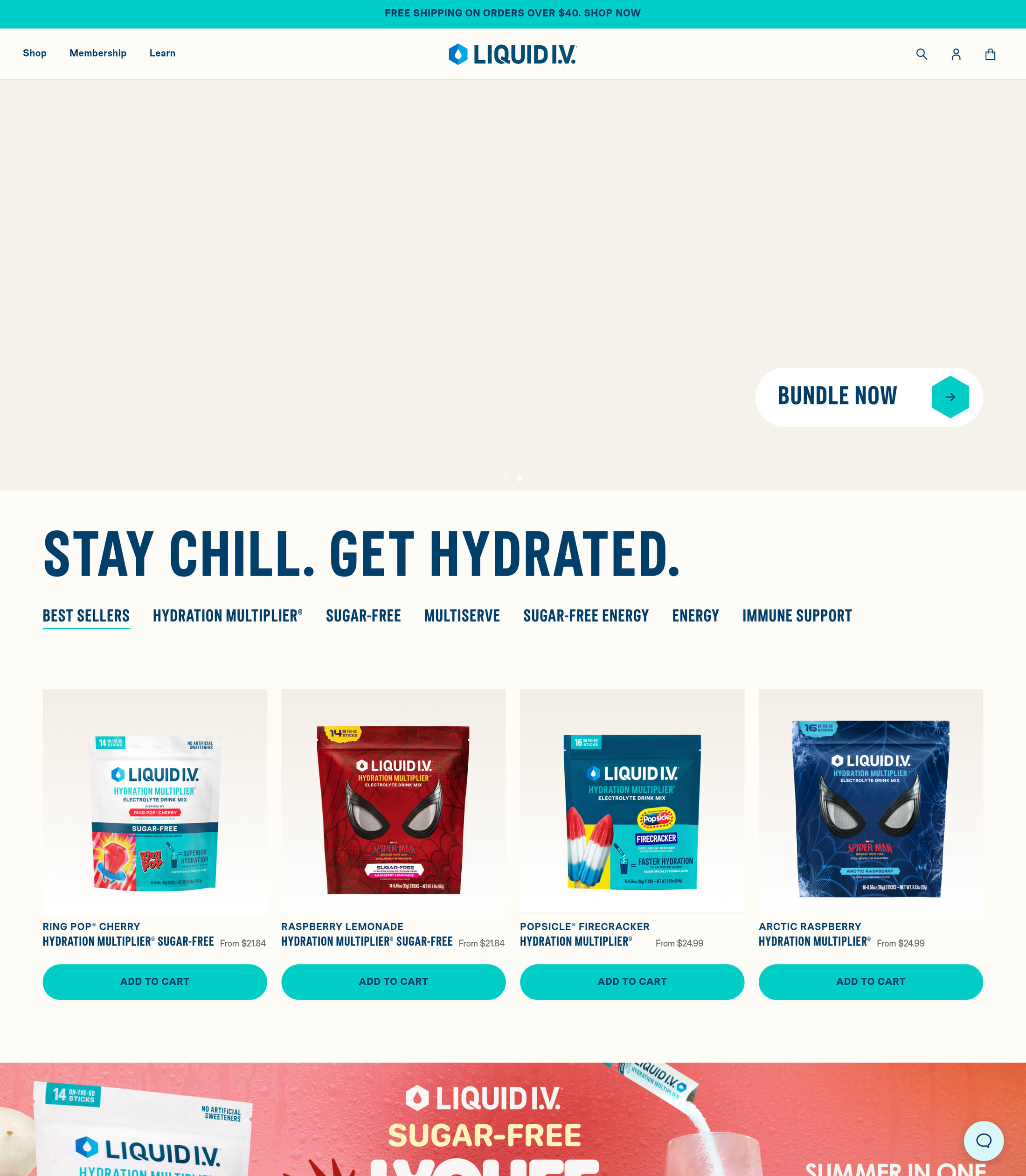 Liquid I.V. homepage: Stay chill, get hydrated — best sellers and flavor bags