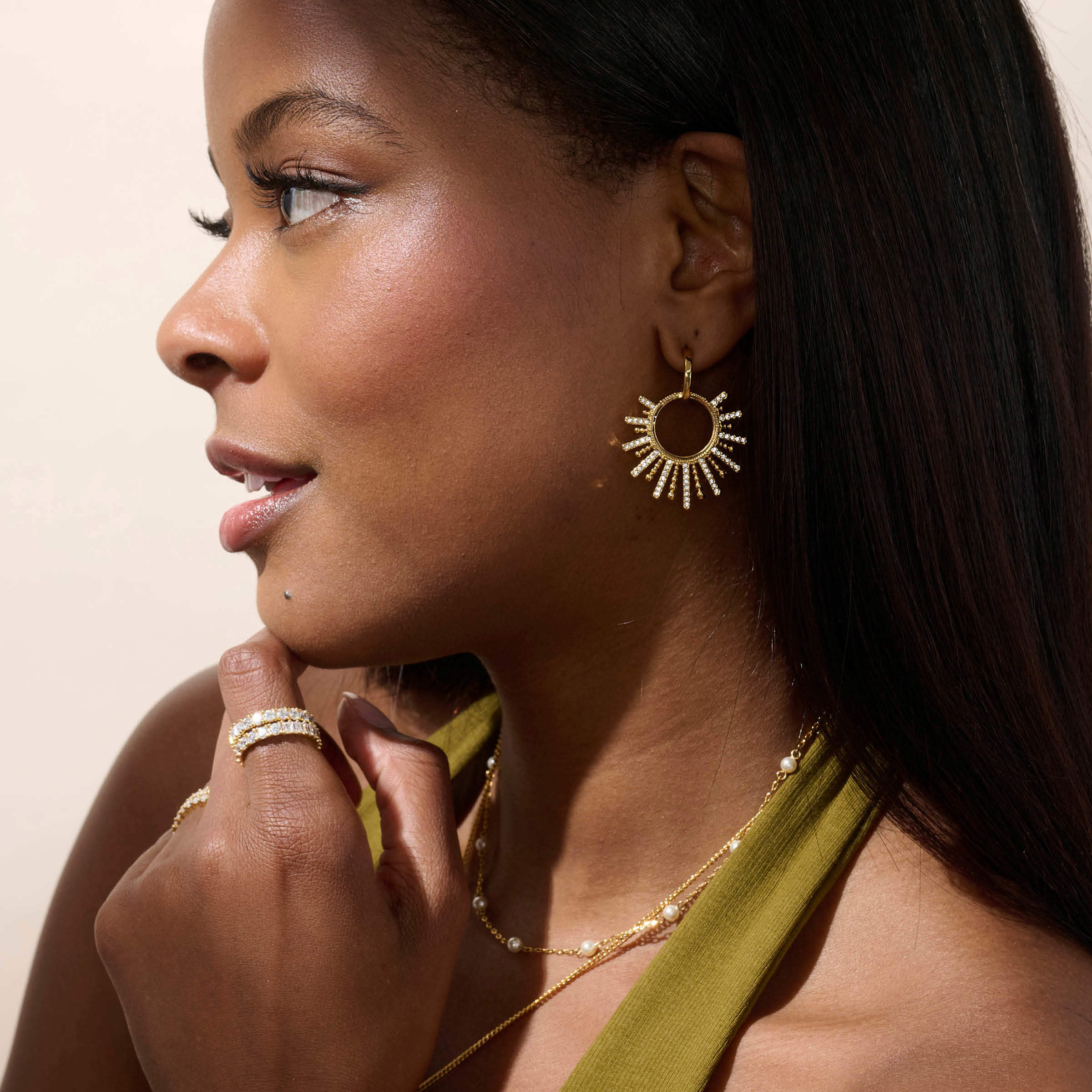 Cutting Edge Earrings, Golden — view 3