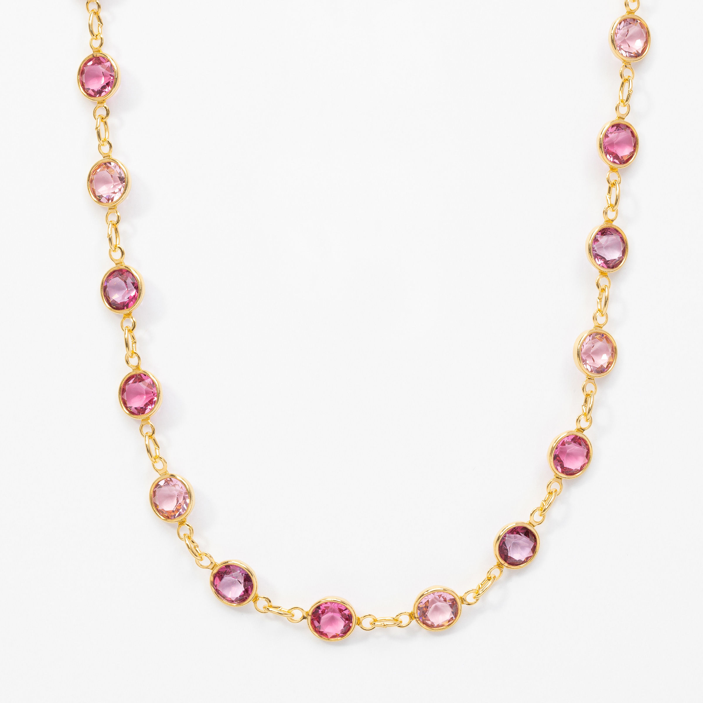 Gold Chanelle Necklace, Pink