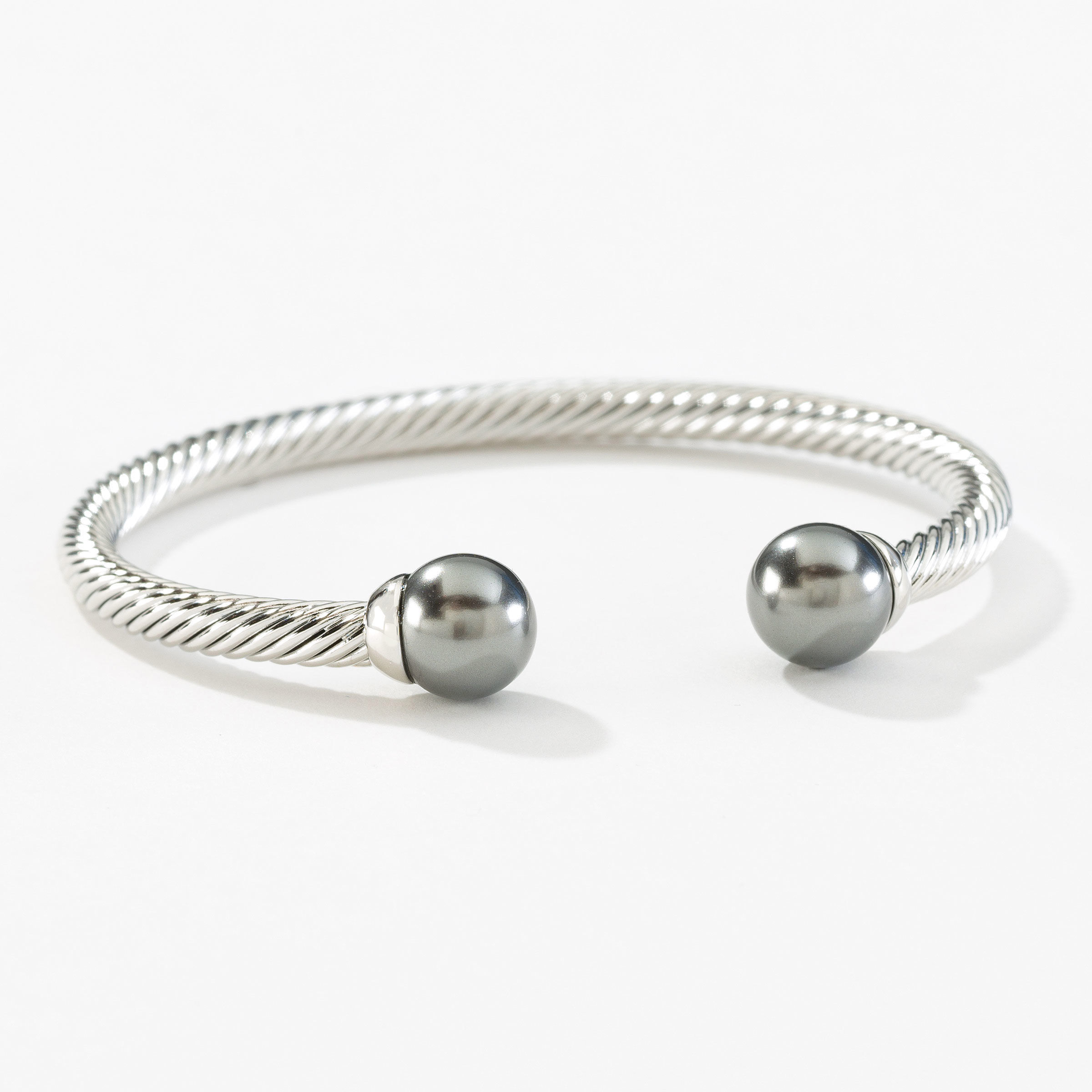 With a Twist Bracelet, Dark Grey Pearl