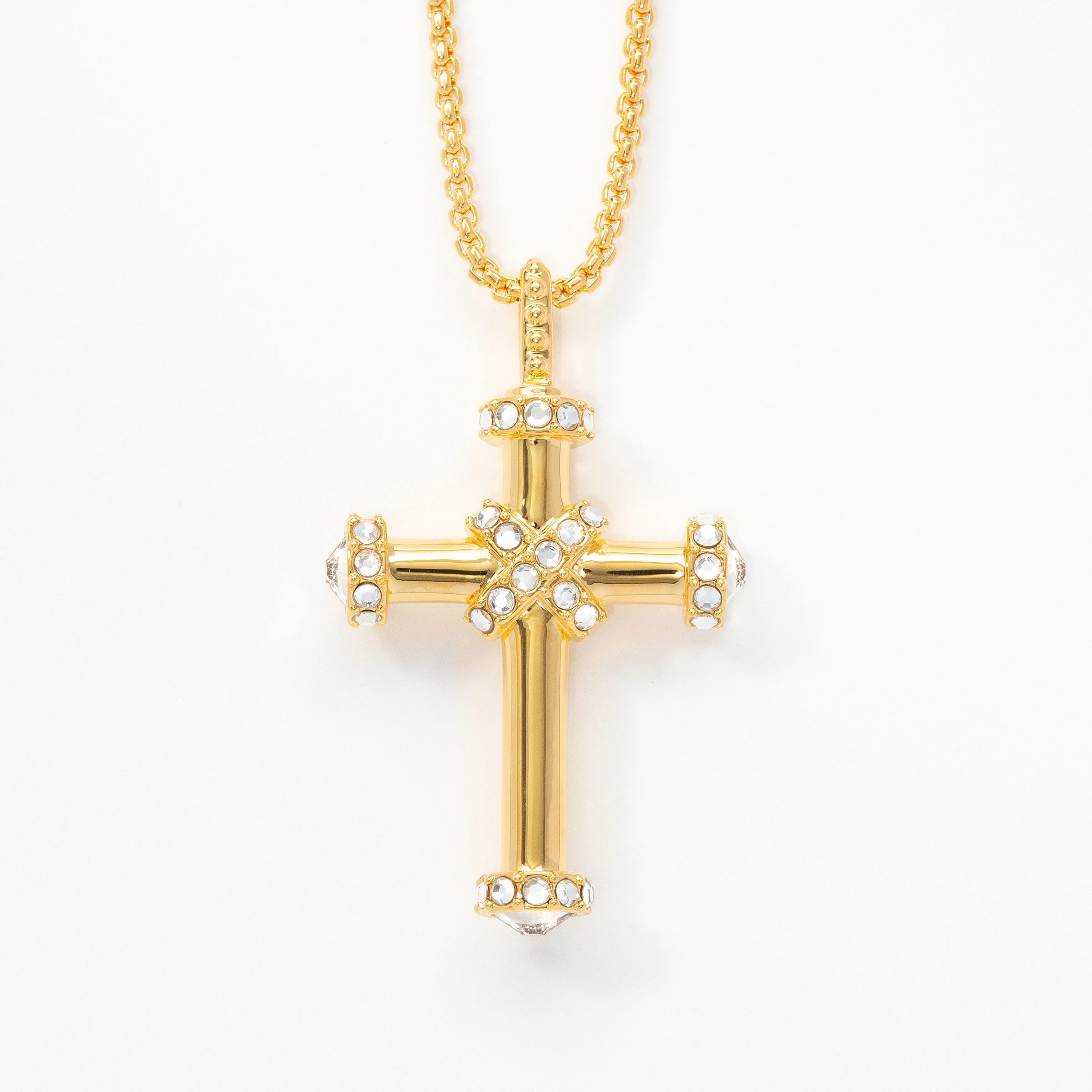 Modern Cross Necklace, Golden