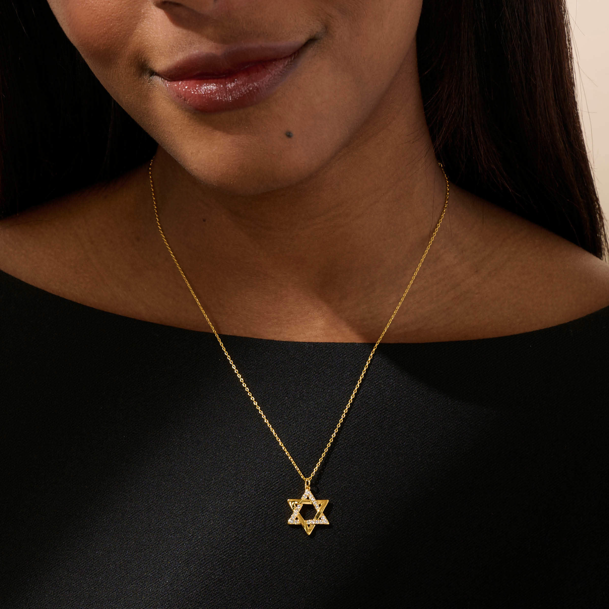 Golden Star of David Necklace — view 2