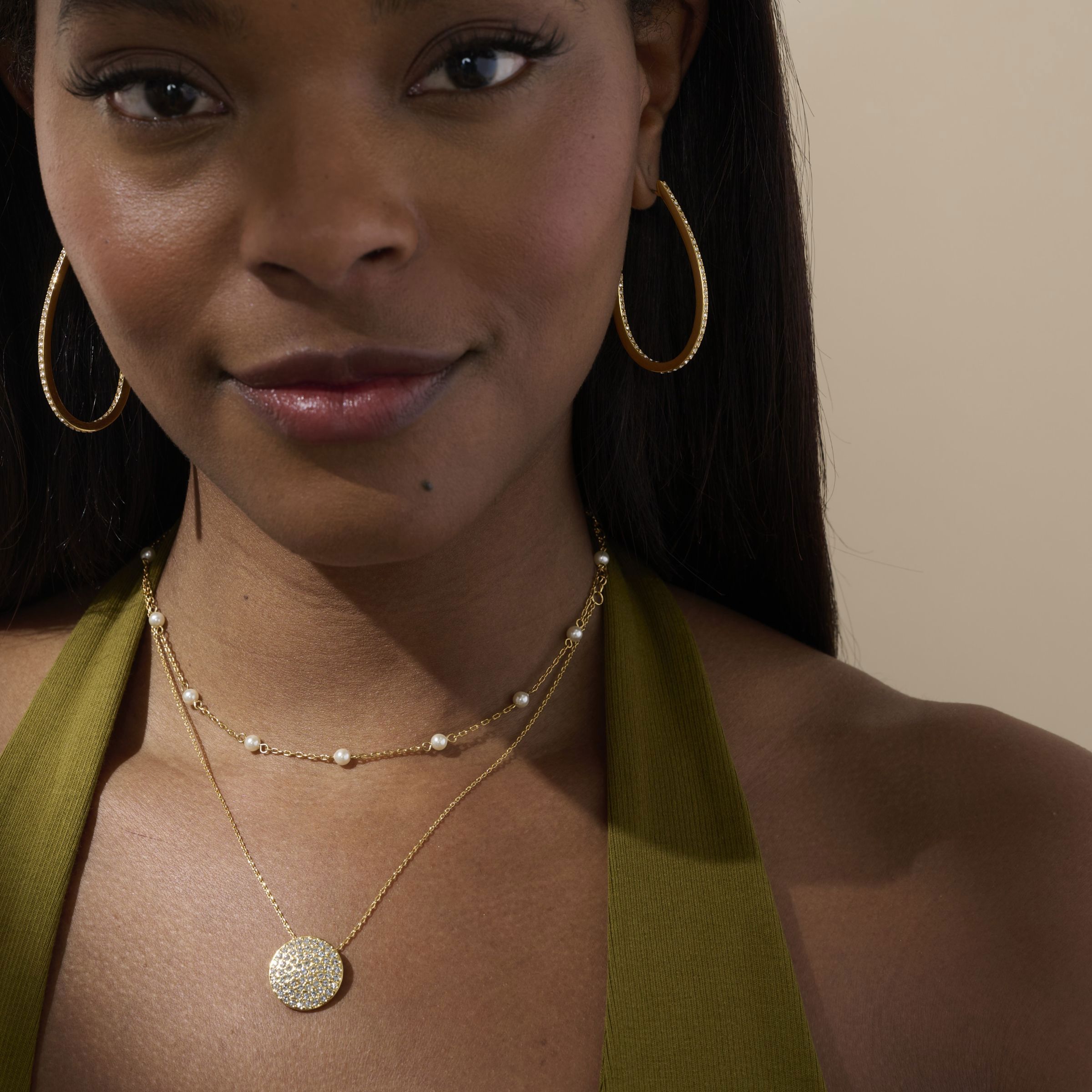 Front and Center Necklace, Golden — view 2