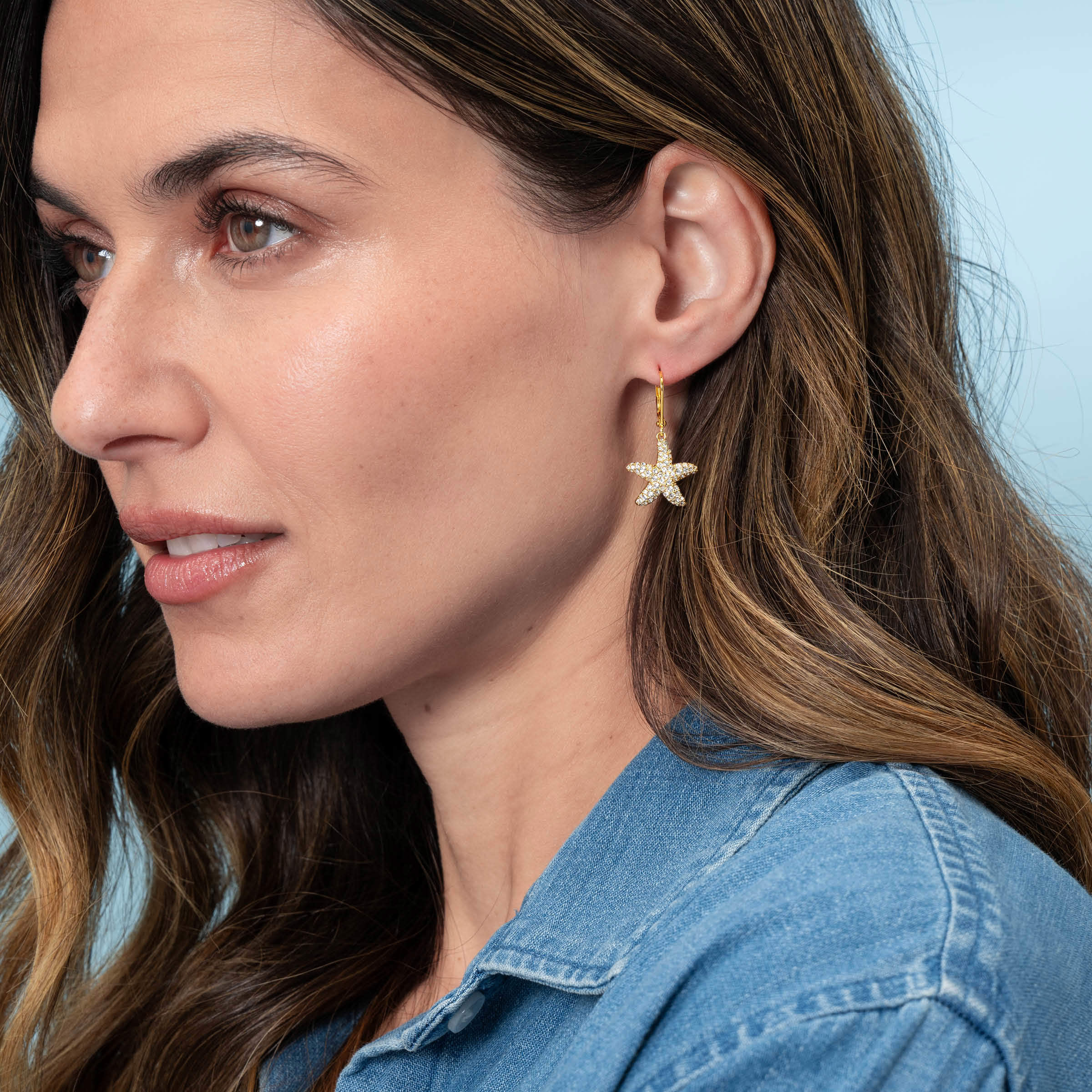 Starfish Earrings, Golden — view 2