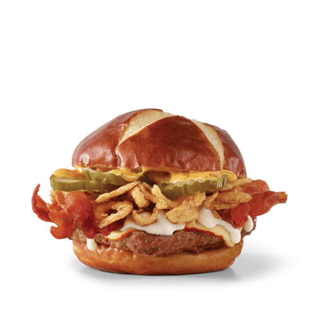 Pretzel Bacon Pub Cheeseburger
