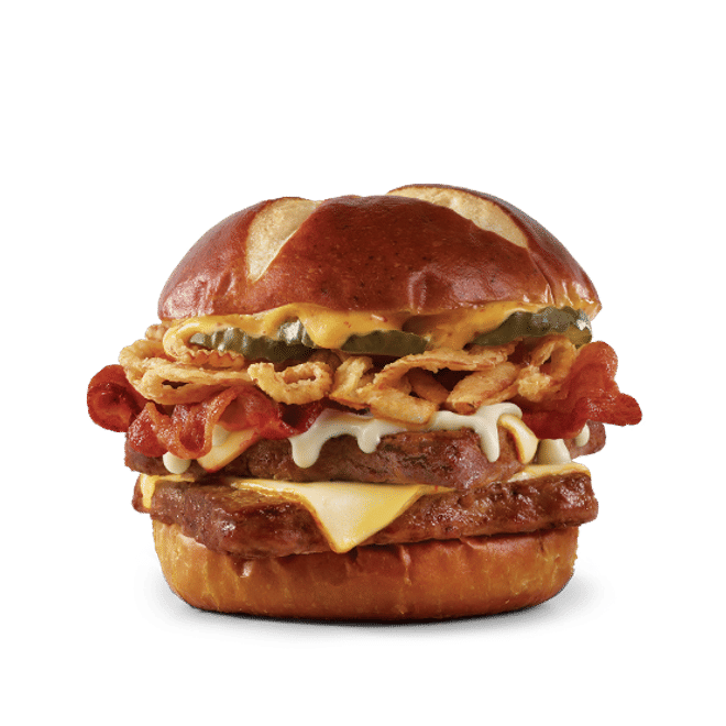 Pretzel Bacon Pub Double Cheeseburger