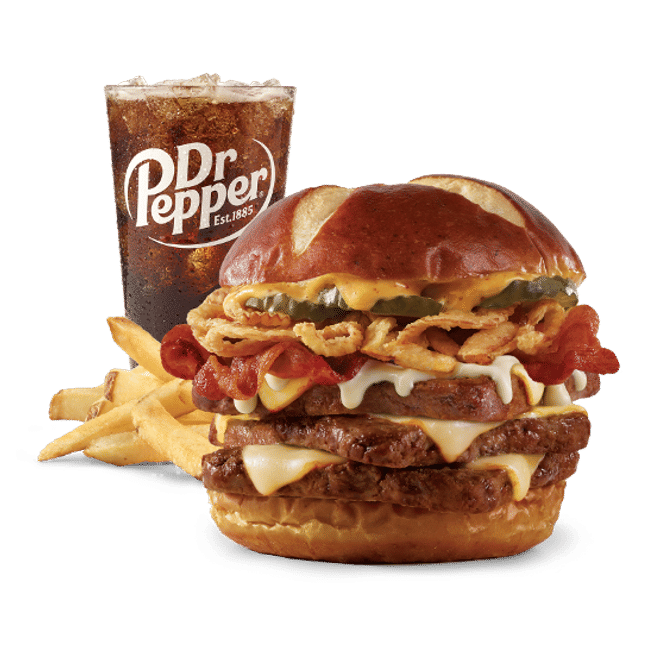 Pretzel Bacon Pub Triple Cheeseburger Combo