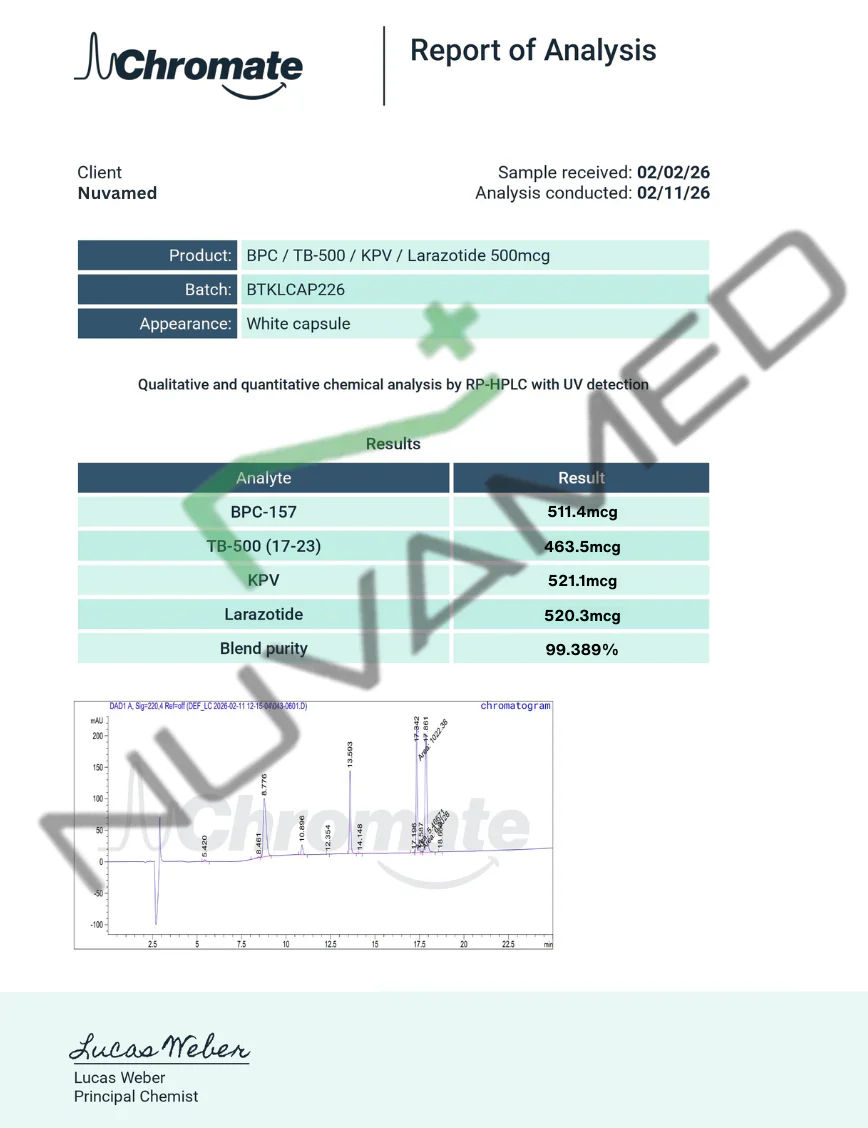 BPC-157 500mcg |TB-500 500mcg | KPV 500mcg | Larzarotide 500mcg (Capsules) — view 2