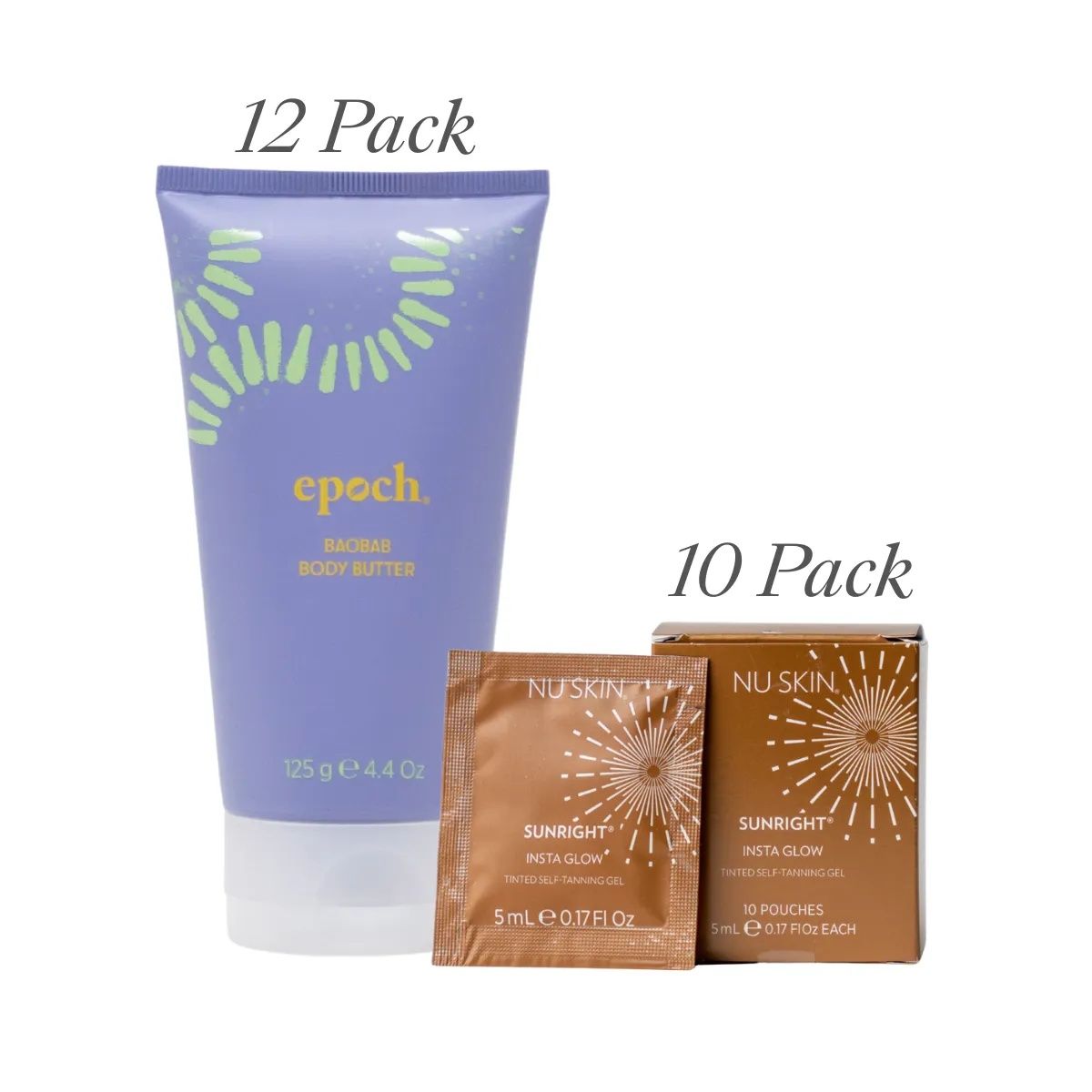 Epoch® Baobab Body Butter 12pk w/Sunright Insta Glow Samples
