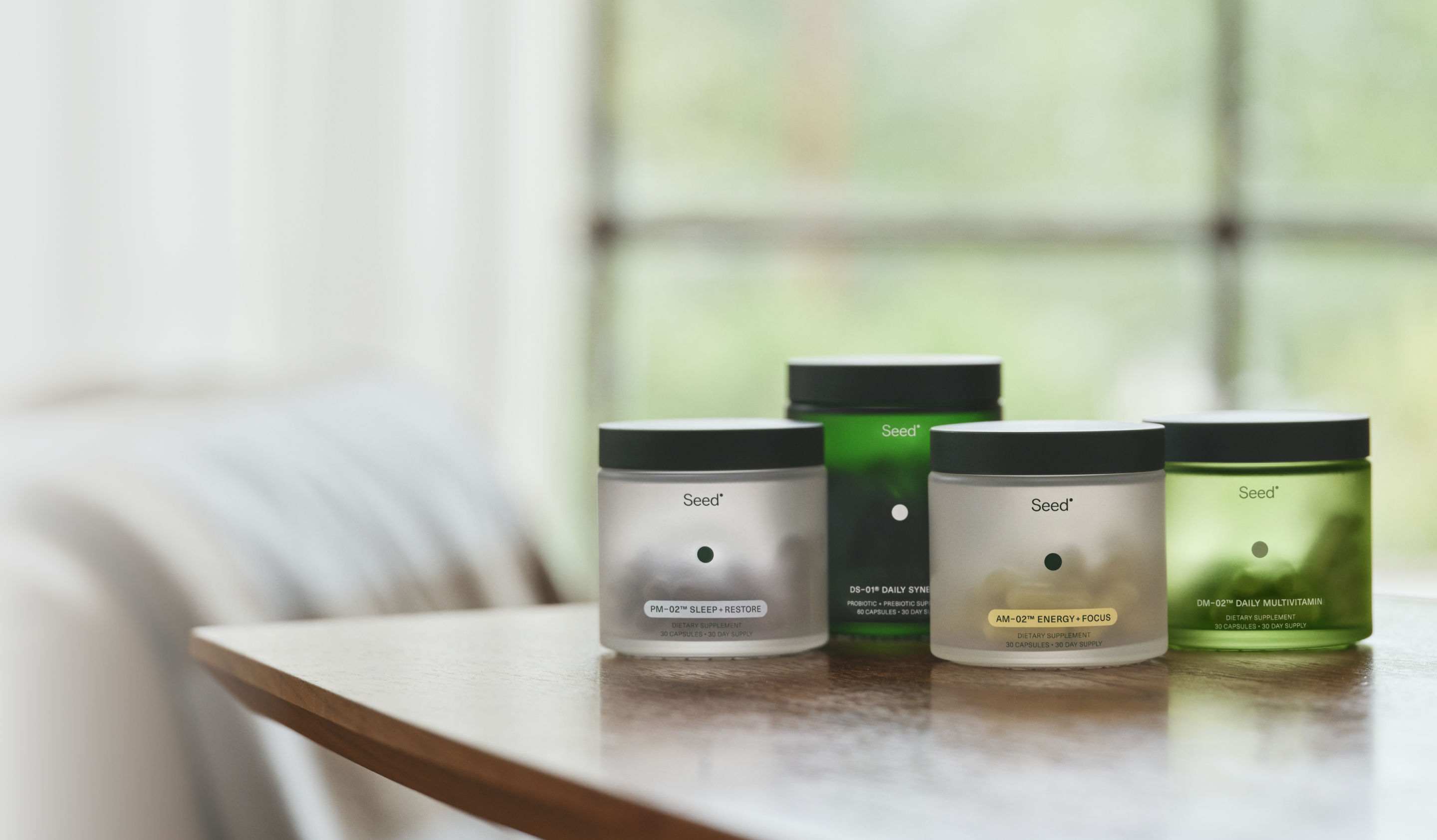 Four jars of seed products