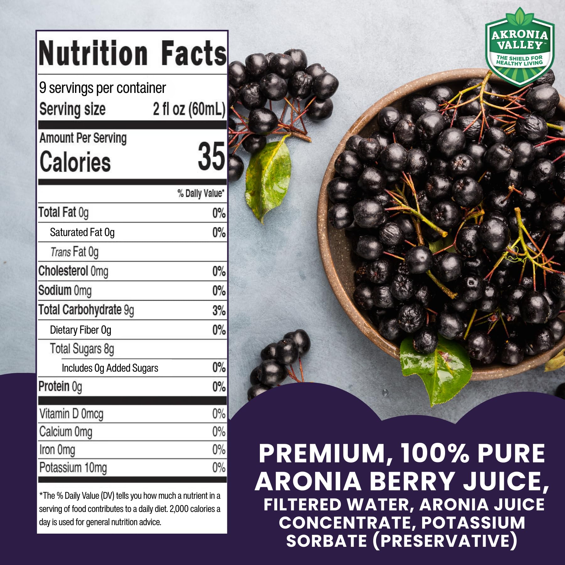 Akronia Valley 100% Aronia Berry Juice | Gluten Free Superfood Juice Drink — view 3