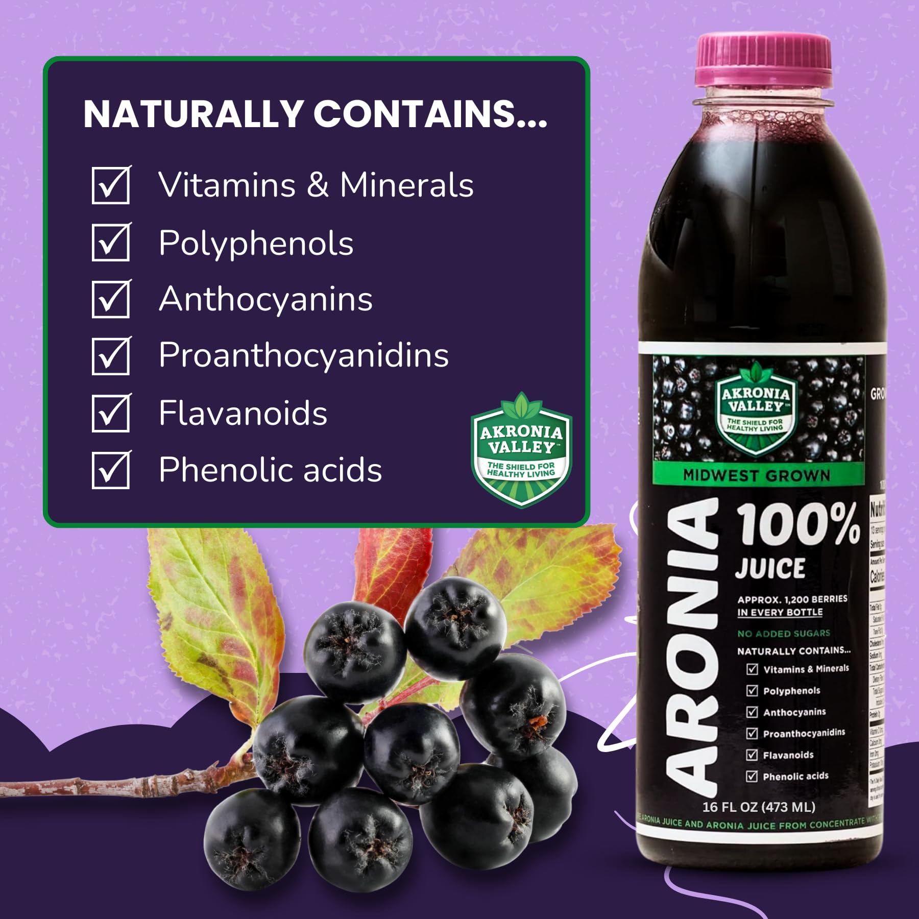 Akronia Valley 100% Aronia Berry Juice | Gluten Free Superfood Juice Drink — view 2