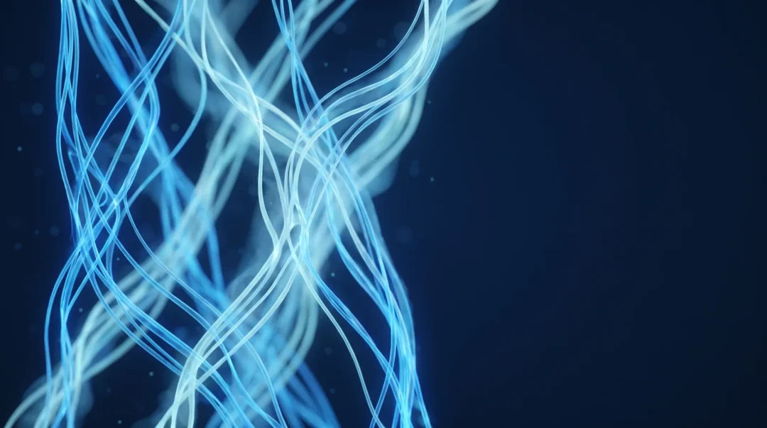 Blue connective tissue fibers illustration for peptide research