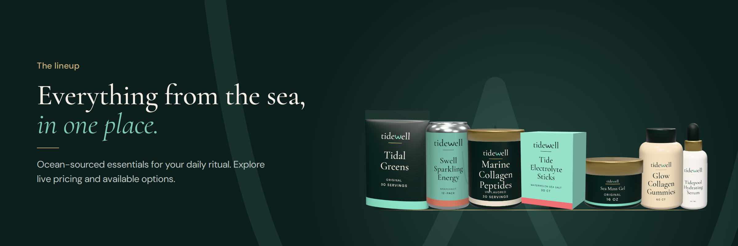 The lineup. Everything from the sea, in one place. Ocean-sourced essentials for your daily ritual.