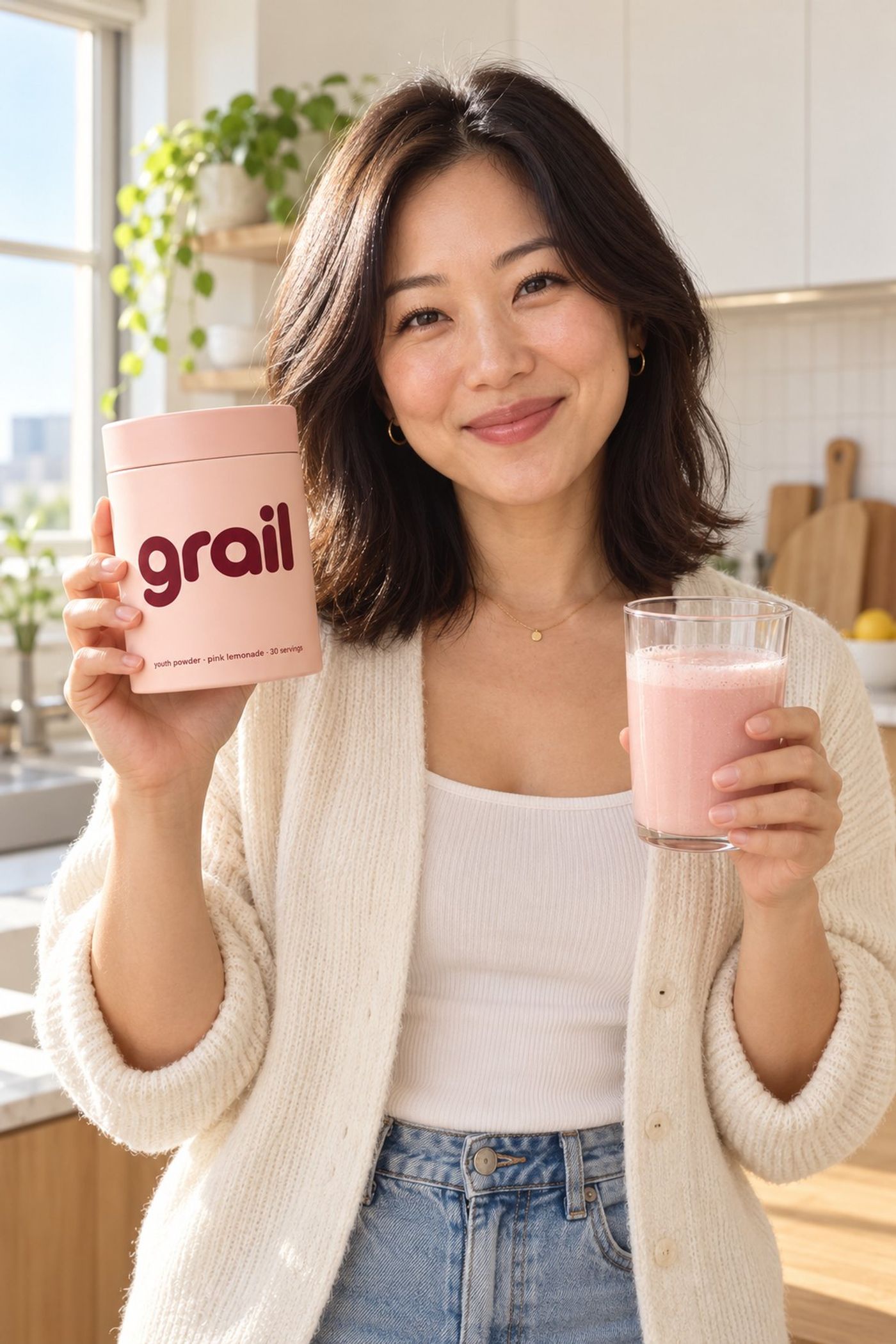 Sofia Park with her morning Youth Powder