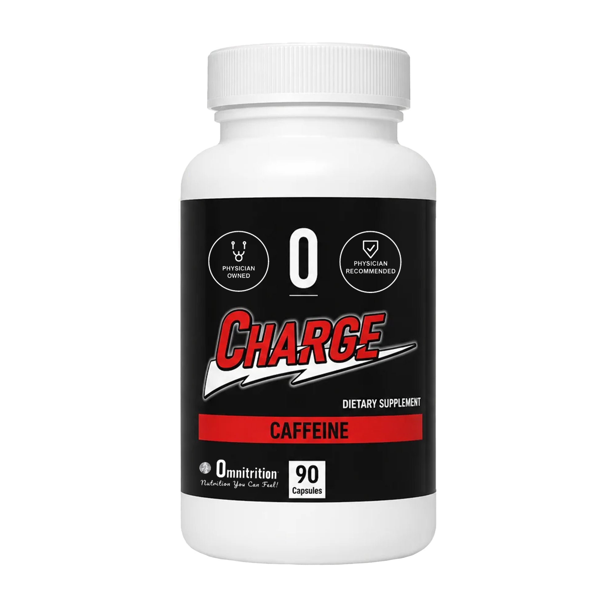 Charge® Caffeine Pills – Natural Energy & Focus Capsules with B Vitamins (90 Capsules)