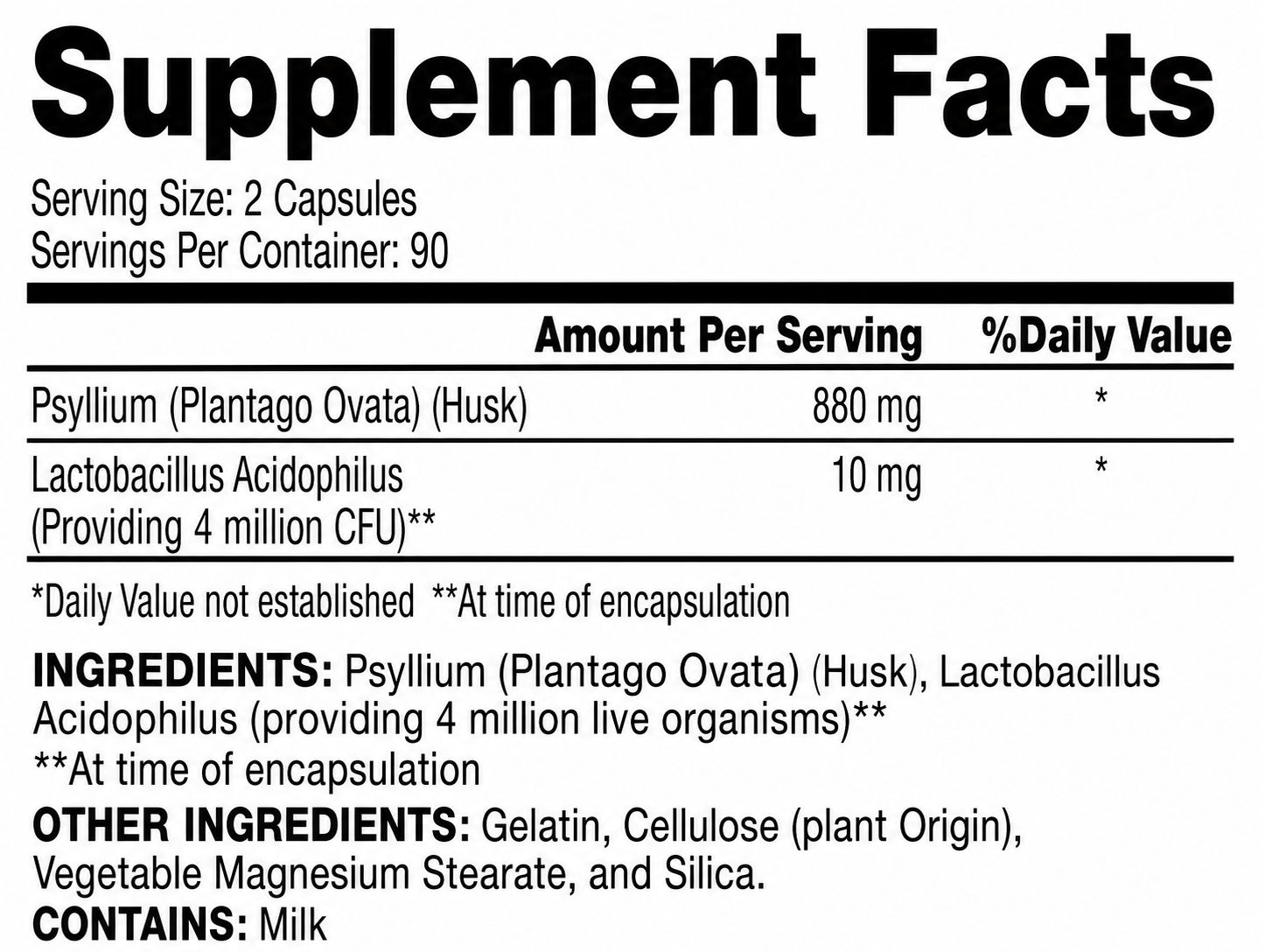 Fiber-N-Mor™ Pills - Digestive Support Supplement with Psyllium Husk Fiber with Lactobacillus Acidophilus Probiotics (180 Capsules) — view 2