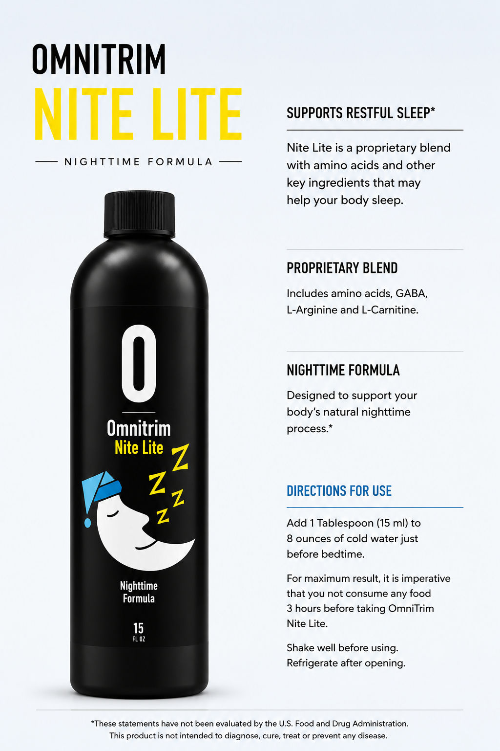 OmniTrim Nite Lite® – Liquid Sleep Supplements, Blend with Amino Acids, GABA, L-Arginine & L-Carnitine — view 3