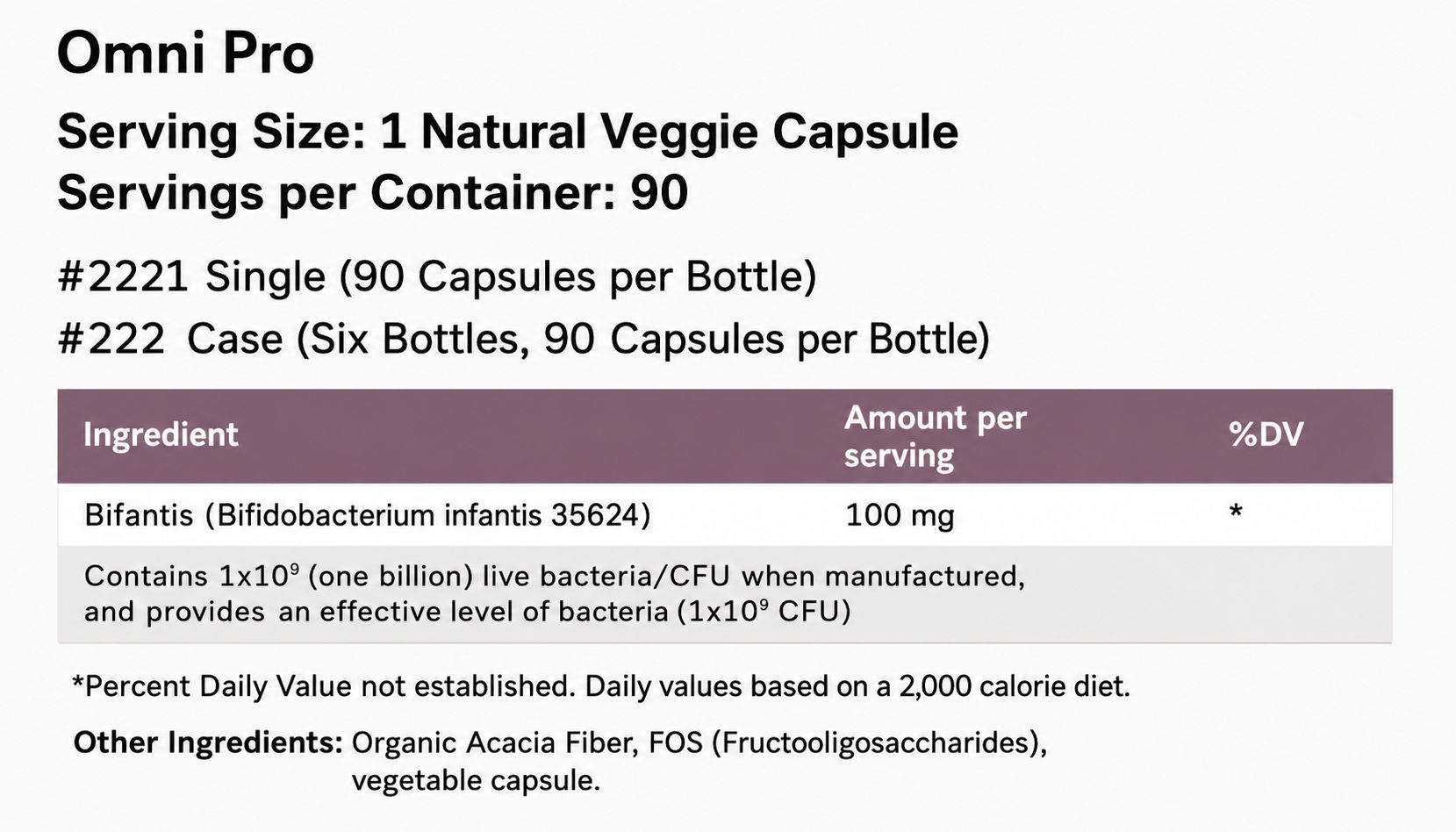 Omni Pro® Probiotic Capsules - For Digestive & Intestinal Supplement (90 Capsules) — view 2