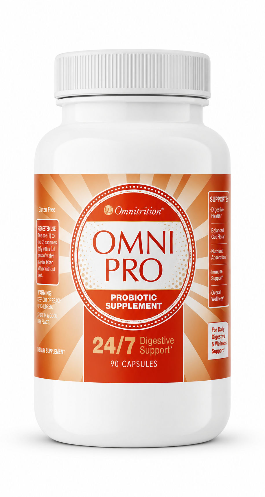 Omni Pro® Probiotic Capsules - For Digestive & Intestinal Supplement (90 Capsules)