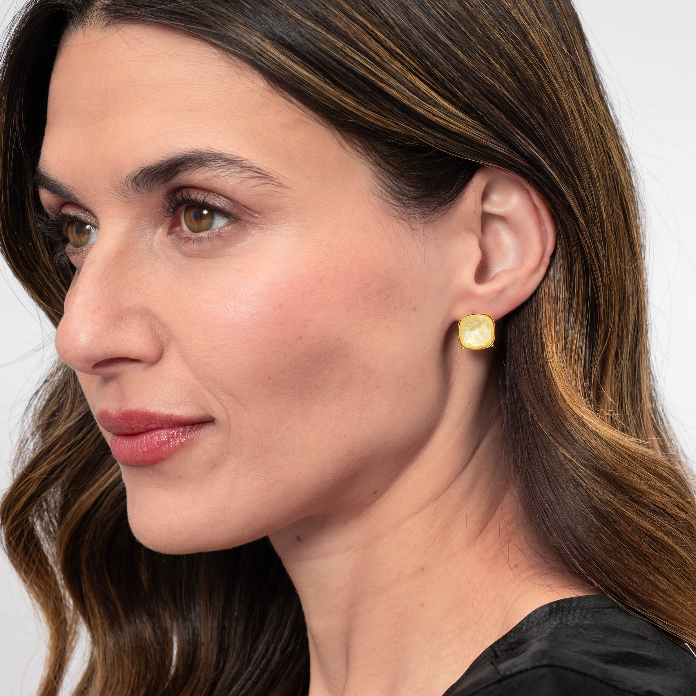 Squared Off Earrings, Soft Yellow — view 2