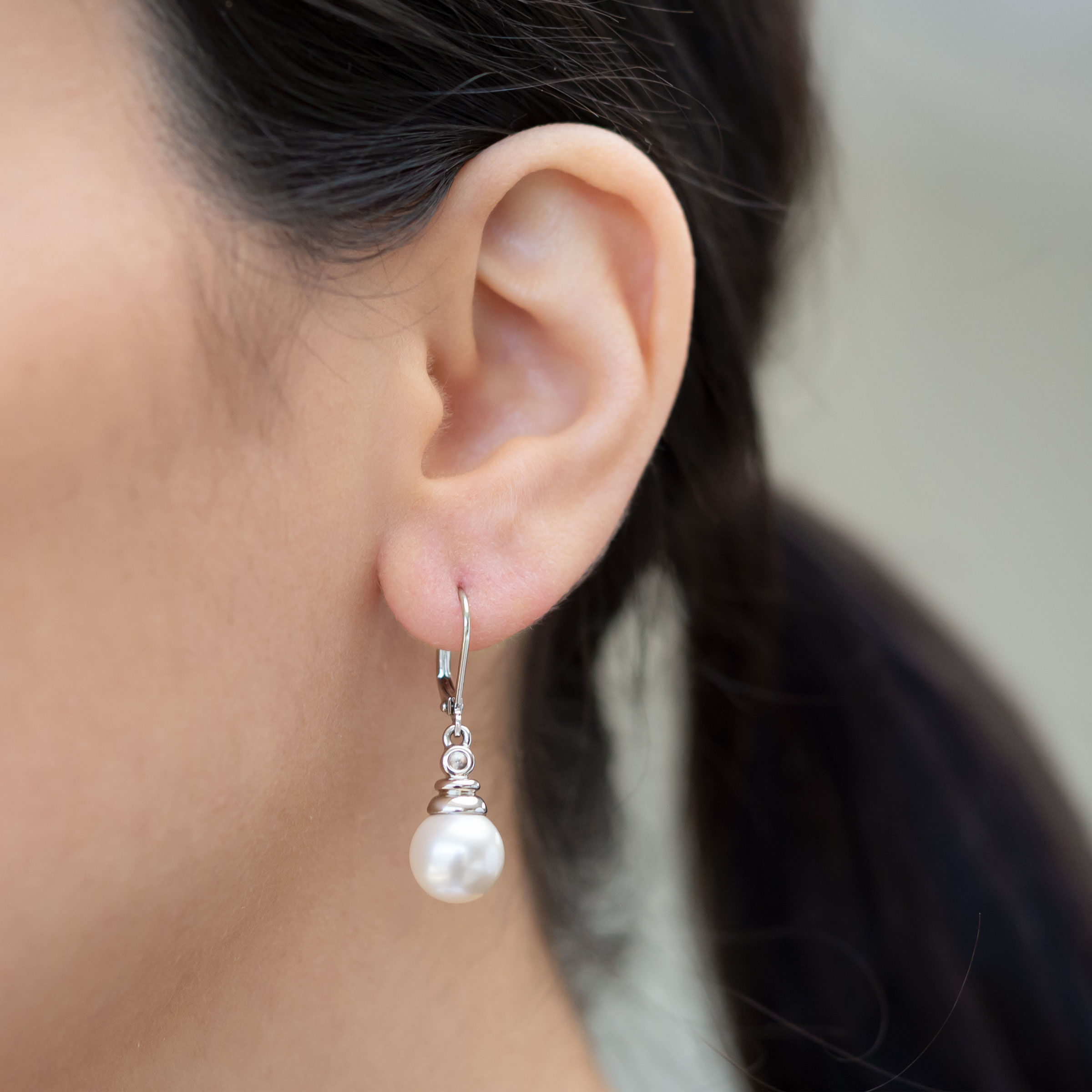 Cream Pearl Drop Earrings — view 2