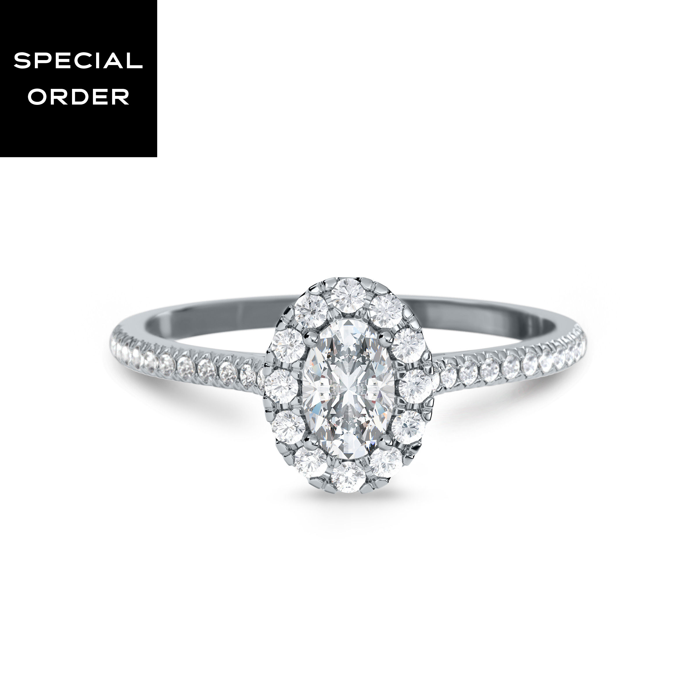 Signature Ring, Lab-Grown Diamonds, .50 TCW, Oval, 14K White Gold