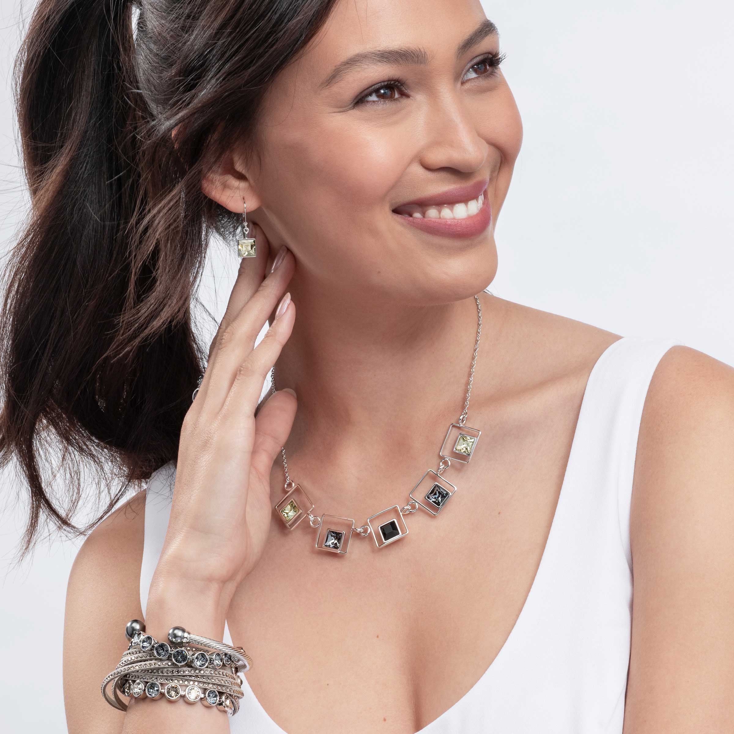 Prima Earrings, Silver Shade — view 4