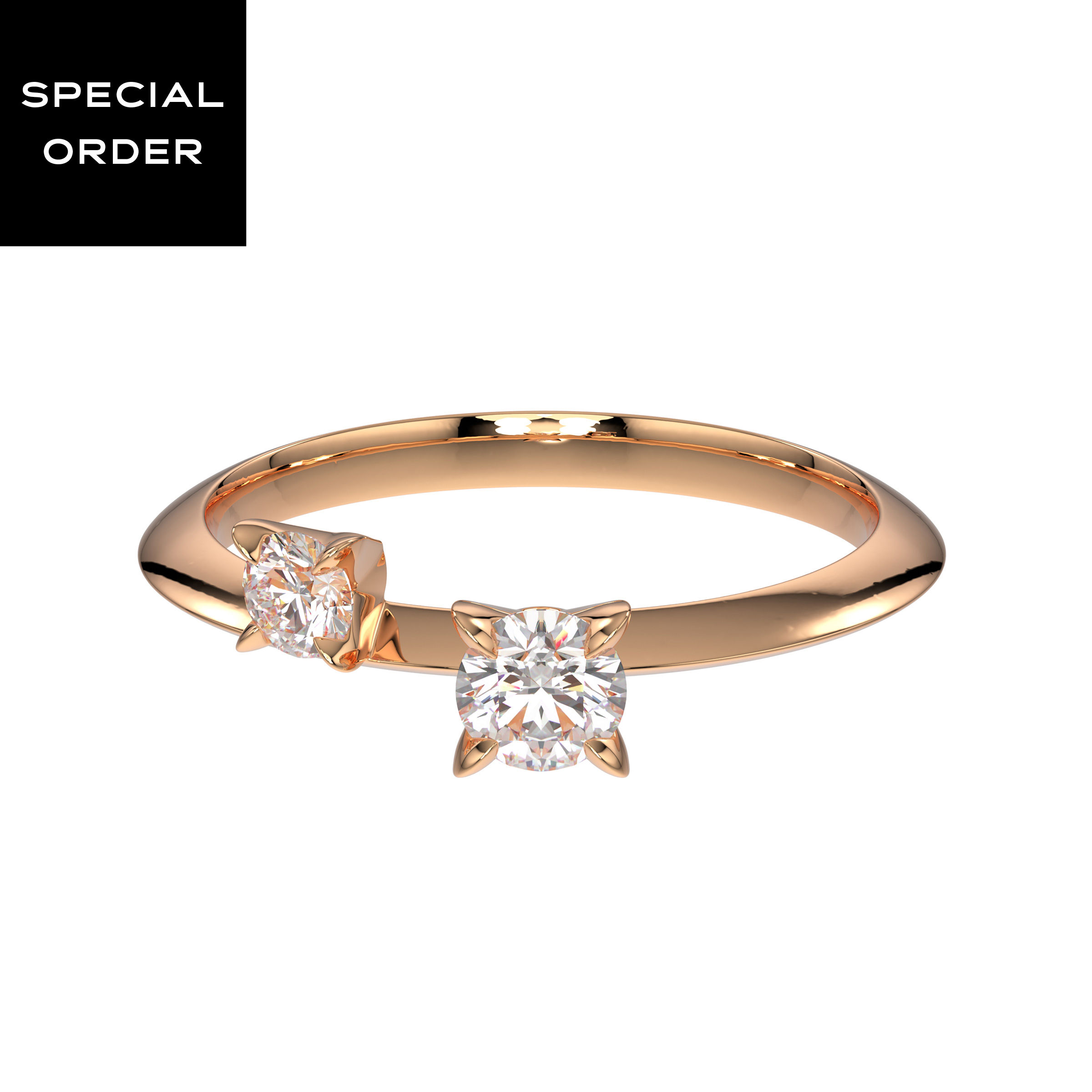 Intimate Ring, Two Stone, Lab-Grown Diamonds, .27 ct tw, 14K Rose Gold