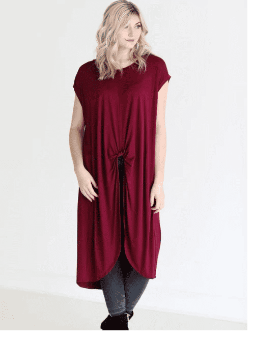 Burgundy DLMN Knotted High-Low Top